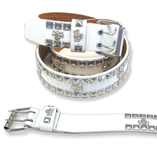 DRL92161W-Skull Belt White 1 ( Dozen )